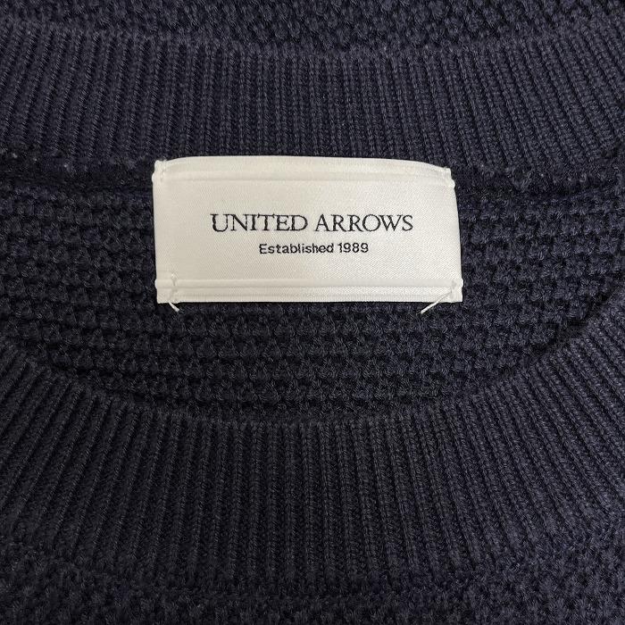 ユナイテッドアローズ UNITED ARROWS 鹿の子カットソー 無地 半袖 丸首 袖口と裾がリブ アクリル×綿 M ネイビー 紺 レディース(メンズ？) | UNITED ARROWS | 03