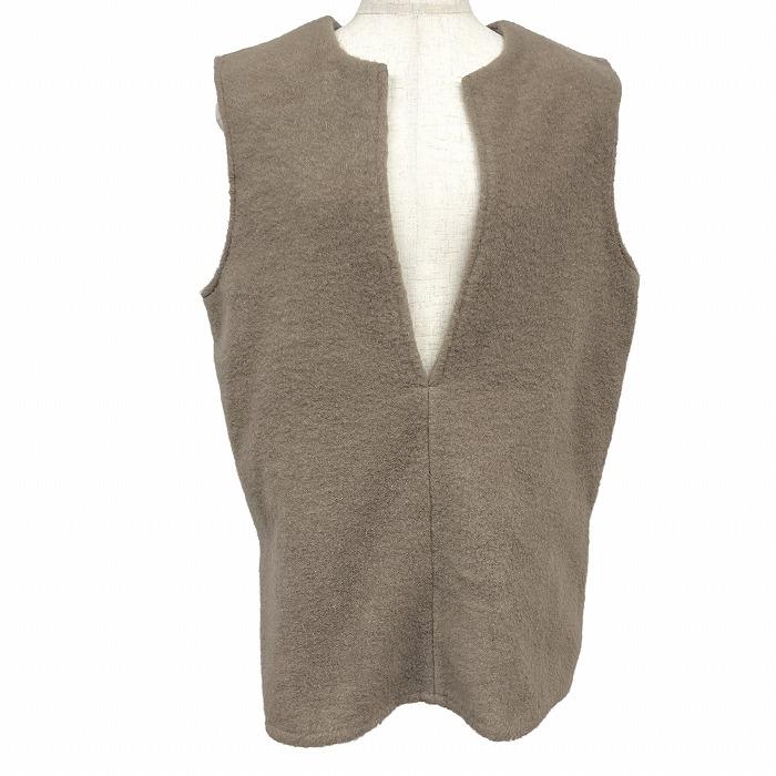 フリークスストア 起毛 プルオーバー ベスト キーネック 無地 裾の両側にスリット ポリ100% M ベージュ レディース(メンズ？) | FREAK'S STORE