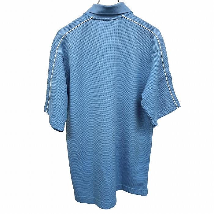 ナイキ ゴルフ NIKE GOLF ポロシャツ ハーフジップ ロゴ刺繍 半袖 ポケット無し 裾の両側にスリット ポリ100% L ブルー 青 メンズ | NIKE | 01