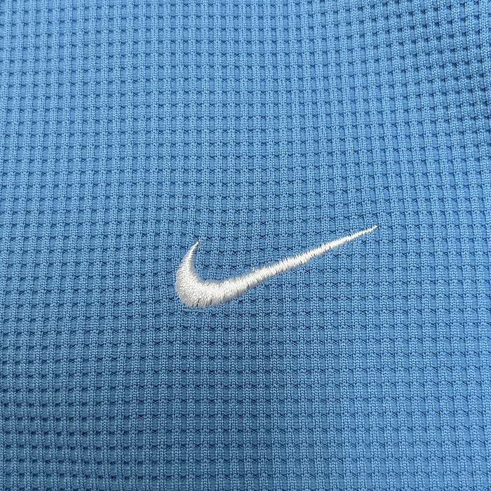ナイキ ゴルフ NIKE GOLF ポロシャツ ハーフジップ ロゴ刺繍 半袖 ポケット無し 裾の両側にスリット ポリ100% L ブルー 青 メンズ | NIKE | 03