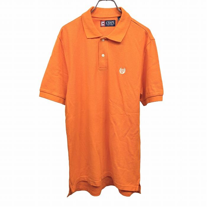 チャップス 【新品/訳アリ】CHAPS ポロシャツ 鹿の子 着丈が長い 半袖 ロゴ刺繍 ポケット無し 綿100% S オレンジ オレンジ×白 メンズ | CHAPS