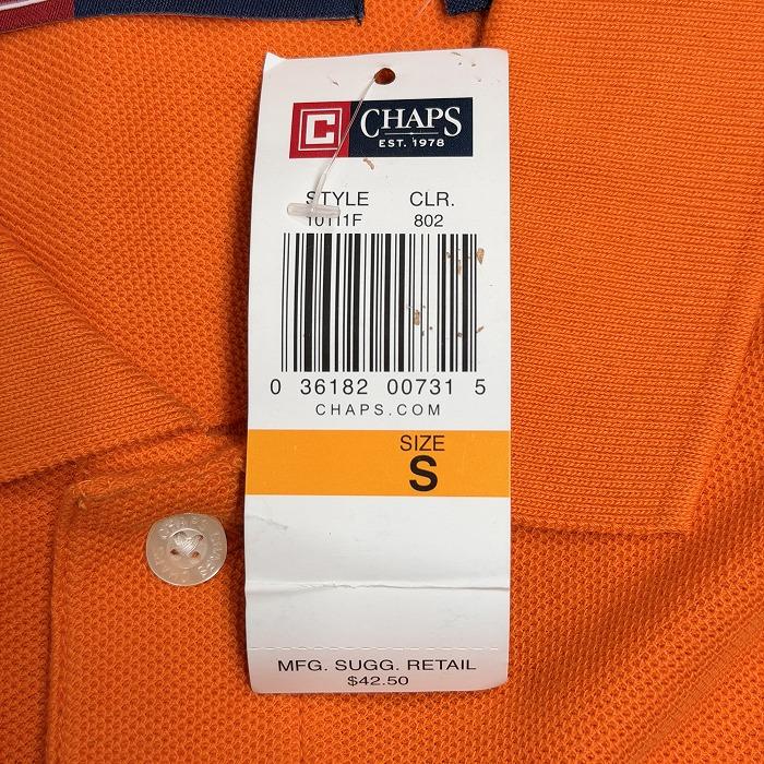 チャップス 【新品/訳アリ】CHAPS ポロシャツ 鹿の子 着丈が長い 半袖 ロゴ刺繍 ポケット無し 綿100% S オレンジ オレンジ×白 メンズ | CHAPS | 04