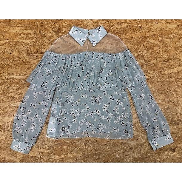 Beyond ビヨンド サイズ不明 レディース ブラウス シャツ シースルートップス 花柄 フラワー ポリ100 水色