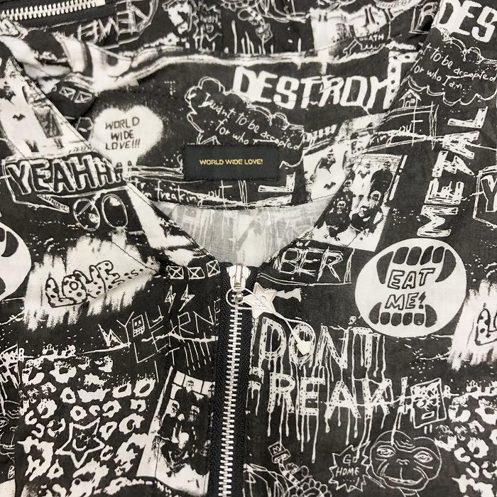 WORLD WIDE LOVE! ワールドワイドラブ 1 レディース 薄手 カバーオール オールインワン 半袖 総柄 レーヨン100% ブラック×ホワイト | WORLD WIDE LOVE! | 02