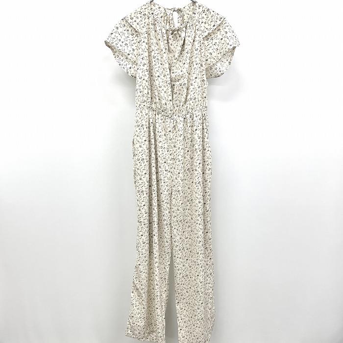 アプレジュール apres jour 薄手 シフォン オールインワン 裏地付き 花柄 ケープスリーブ LL アイボリー×チャコール 生成り系 レディース | apres jour