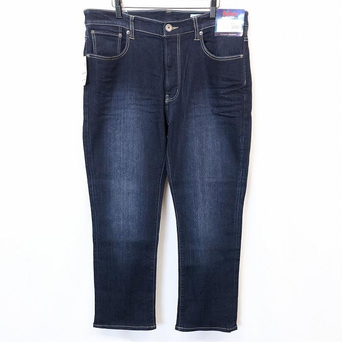 BOBSON ボブソン 36 メンズ 男性 デニム パンツ ジーンズ ジーパン ボトムス ストレッチ USED加工 ジップフライ ロング ブルー 青