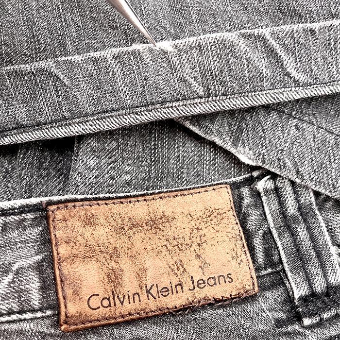 カルバンクライン ジーンズ Calvin Klein Jeans デニム フレアパンツ 若干ブーツカット ジーンズ 鹿革パッチ 綿100% 74.5 黒系 メンズ｜undo-rowa｜03