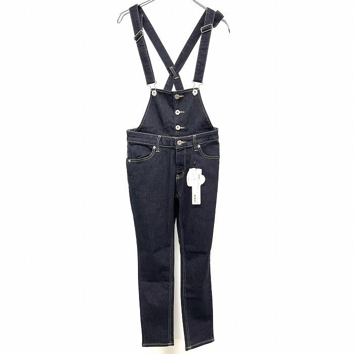 ヘザー 2WAY サロペット スキニー デニム パンツ ジーンズ ストレッチ 綿×ポリエステル×ポリウレタン M ネイビー レディース