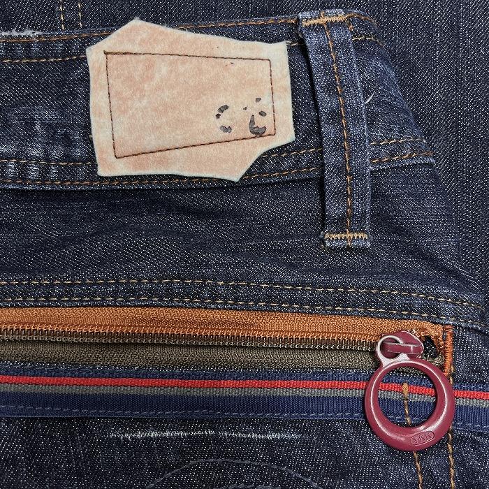 ブルーウェイ デニム フレア パンツ ブーツカット ジーンズ ローライズ USED加工 綿100% L (66) ネイビー 紺×茶×赤 レディース |  | 02