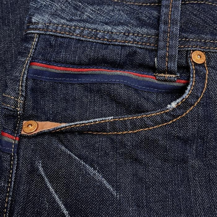 ブルーウェイ デニム フレア パンツ ブーツカット ジーンズ ローライズ USED加工 綿100% L (66) ネイビー 紺×茶×赤 レディース |  | 04