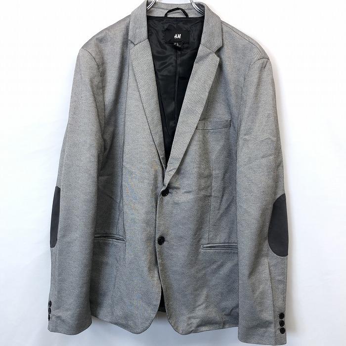 エイチアンドエム H＆M テーラードジャケット 総裏地 エルボーパッチ 長袖 44R グレー系(ダークグレーブラウン系×ホワイト) メンズ 男性  :KL00565:Undo Rowa ヤフー店 - 通販 - Yahoo!ショッピング