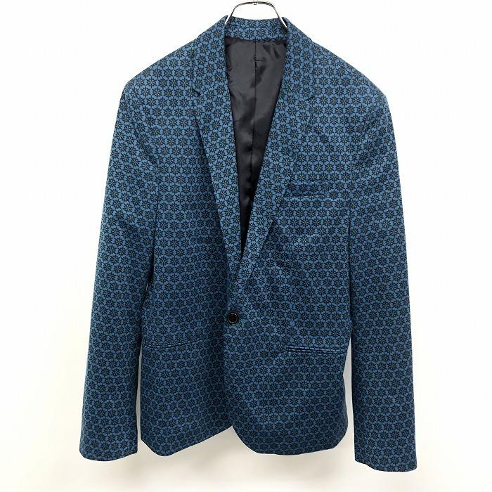 ザラ ZARA MAN テーラードジャケット 総柄 雪の結晶風の幾何学柄 総