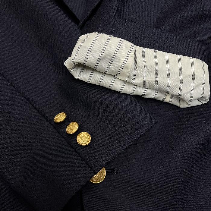 STAGE-LOVE ブレザー ジャケット 厚手の肩パッド(厚さ約3cm) 無地 背抜き裏地 毛100% 98AB6(胸囲98/胴囲88/身長175) ネイビー 紺 メンズ |  | 02