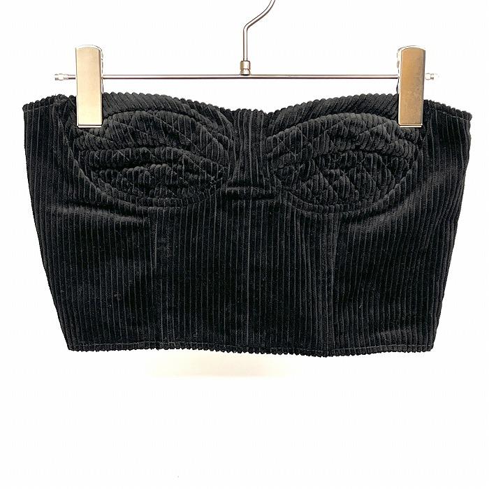 スナイデル SNIDEL コーデュロイ ビスチェ トップス 背中シャーリング 背中ファスナー 無地 綿100% コットン F ブラック 黒 レディース | SNIDEL