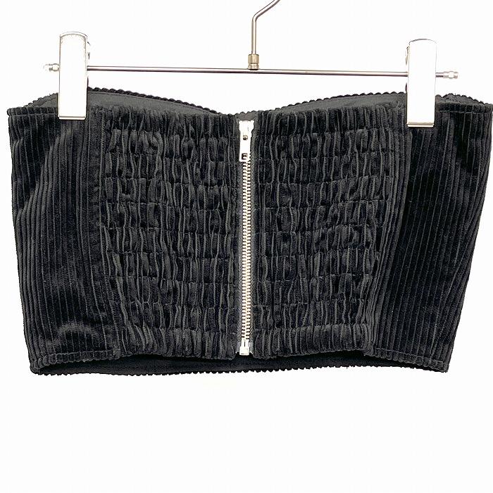 スナイデル SNIDEL コーデュロイ ビスチェ トップス 背中シャーリング 背中ファスナー 無地 綿100% コットン F ブラック 黒 レディース | SNIDEL | 01