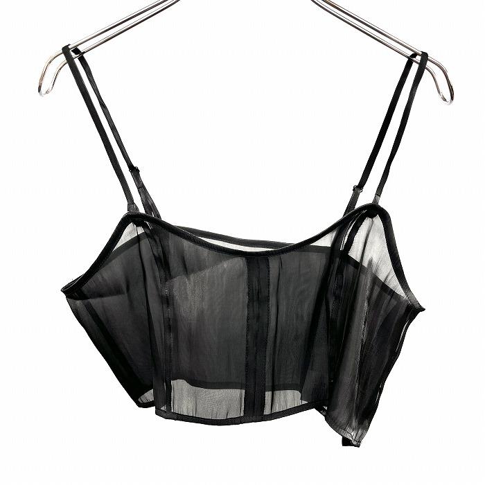 スナイデル SNIDEL 薄手 シアービスチェ シフォンビスチェ 裏地無し 透け感 サイドホック留め 無地 ポリ100% M (1) ブラック 黒 レディース | SNIDEL