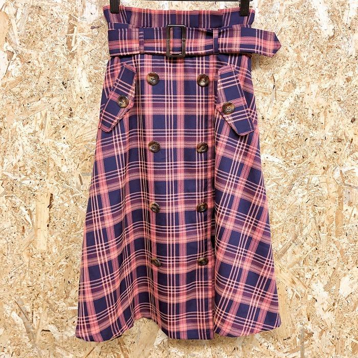Cecil Mcbee セシルマクビー M レディース サーキュラースカート 裏地付き チェック柄 ウエストにゴムとベルト ピンク ネイビー パープル Ls Undo Rowa ヤフー店 通販 Yahoo ショッピング