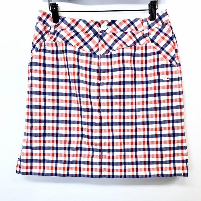 クレージュ スポーツ courreges sport futur 薄手 ゴルフスカート 裏地付き チェック 服 11 オレンジ系×青系×白など レディース