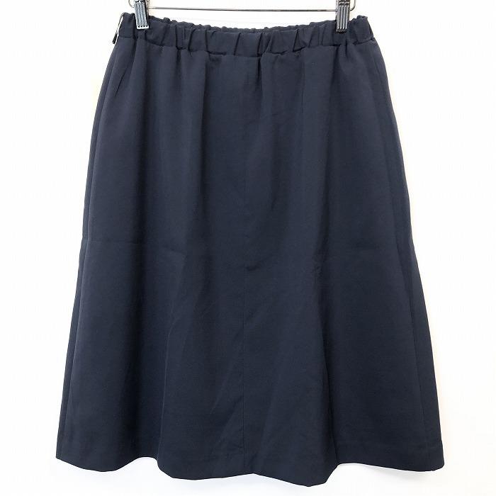 INED イネド 9 レディース 女性 スカート ボトムス 裏地 無地 ウエストゴム ギャザー 服 ポリエステル×ポリウレタン ネイビー 紺