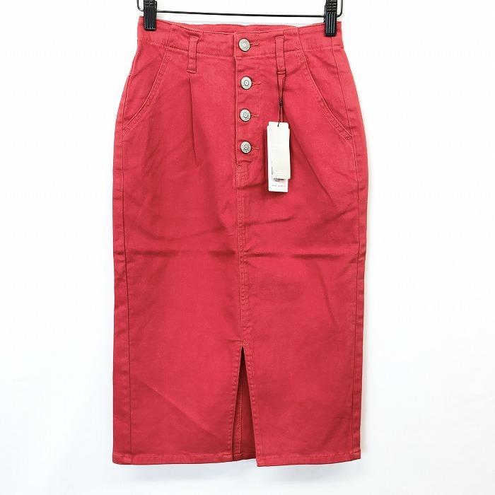 セシルマクビー CECIL McBEE ストレートロングスカート ストレッチ 裏地無し 無地 綿×ポリウレタン S くすみピンク系 レディース