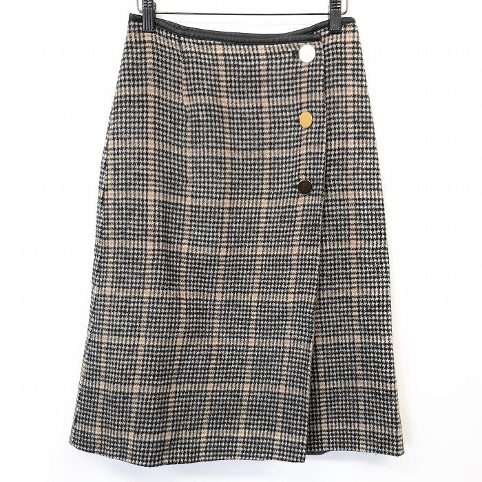 ROPE' ロペ 起毛 ラップスカート グレンチェック 裏地無し ひざ