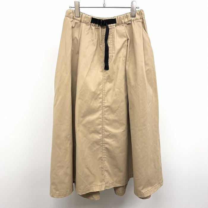 ニコアンド niko and ... Aラインチノスカート ロング ウエストにゴムとベルト 無地 裏地無し ポリ×綿 M (3) ベージュカーキ レディース | niko and…