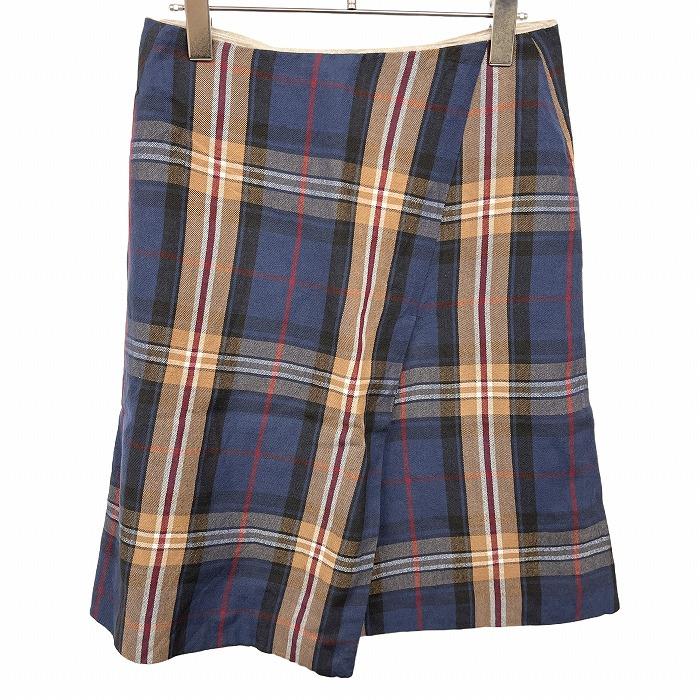 マカフィー MACPHEE スカート チェック 裏地付き 微起毛 フロント  