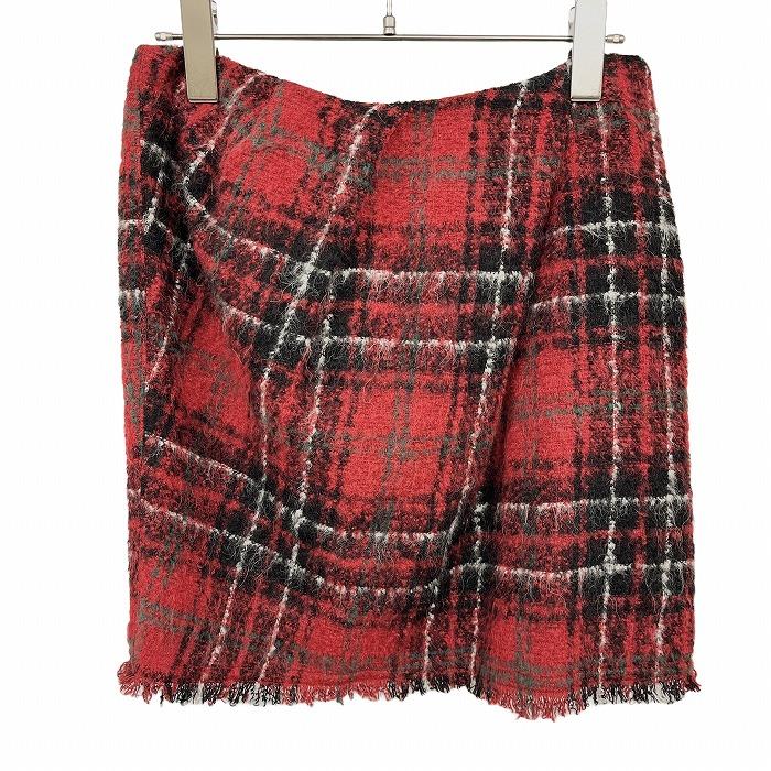 MACPHEE マカフィー 長毛 スカート チェック 裏地付き アルパカ×ウール  