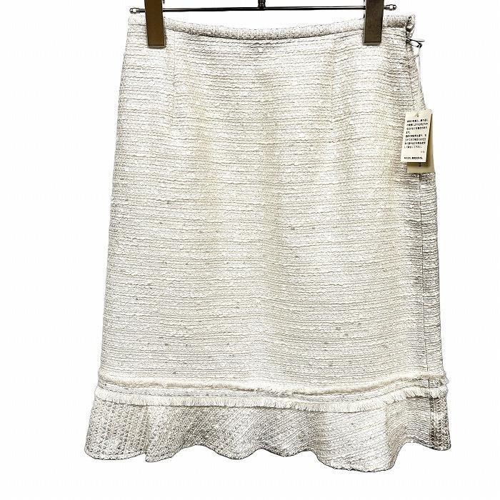 スタイルコム style com スカート 裾フレア 綿×レーヨン×ポリなど M 9 オフホワイト 白系 (ラメ糸：シルバー) レディース