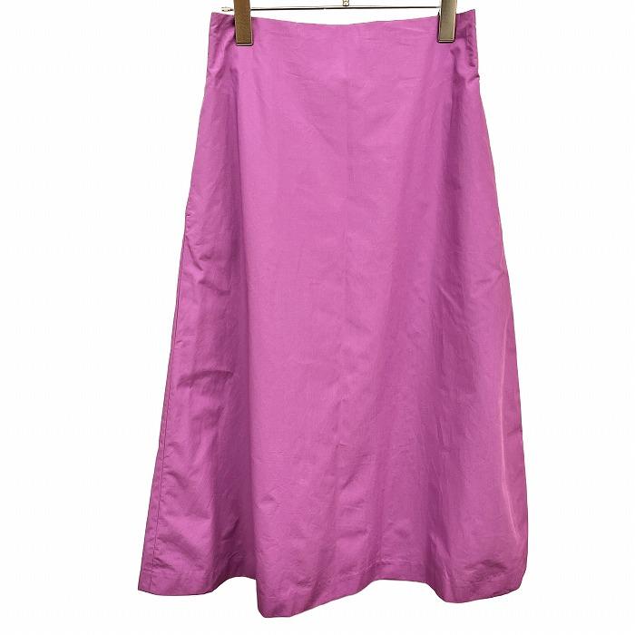 ナノユニバース nanouniverse Aライン タイプライター フレア ロング スカート 無地 裏地付き 綿100% 38 パープル 紫 レディース