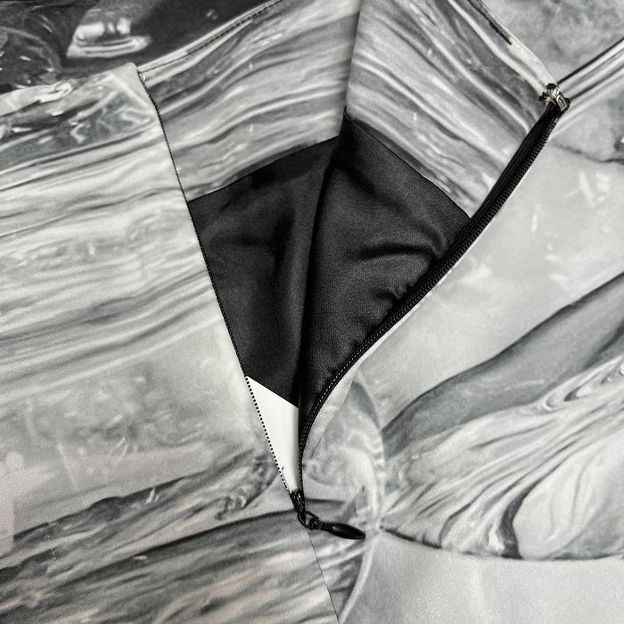 メルトザレディ 【新品/訳アリ】 マーメイドスカート ロング タイト ワイングラスプリント 裏地付き ポリなど S グレー系 レディース |  | 02