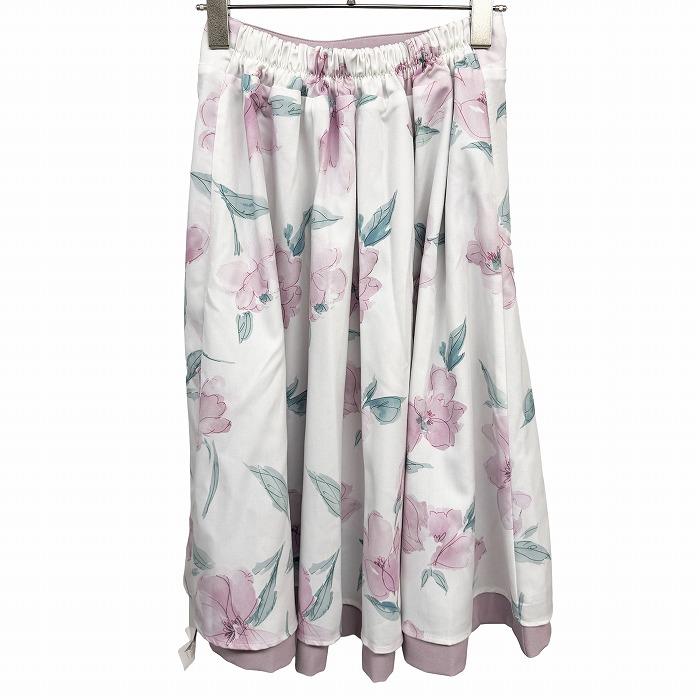 【新品】tocco closet フレアスカート 花柄 リバーシブル ウエストゴム ポリ100% M ピンク ピンク×白×緑×久住ピンク レディース | tocco closet | 01