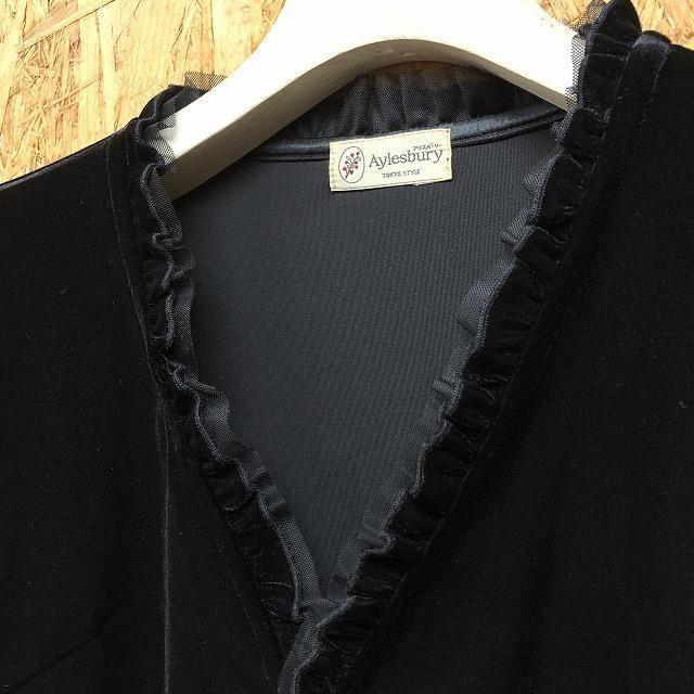 Aylesbury 　LIBERTY 長袖カットソー　ベロア　リボン　М Aylesbury アリスバーリー M レディース ベロアトップス