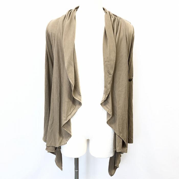 CECIL McBEE セシルマクビー M レディース カットソーガウン カーディガン ボタン無し 長袖 ポリ×レーヨン ヘザーモカブラウン