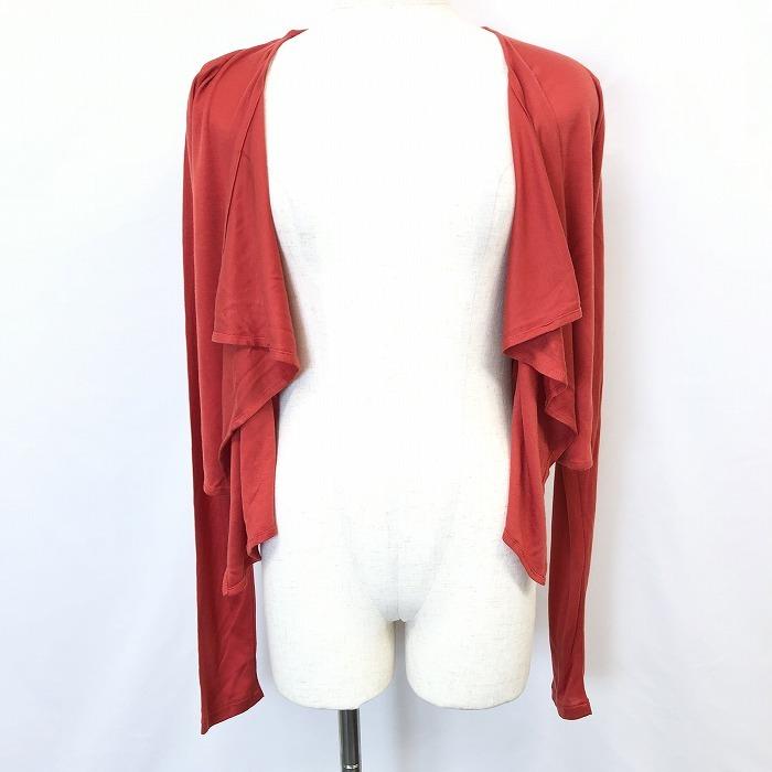 【新品】undia by gem closet 裾シャーリングワンホックカットソーカーディガン ガウン 長袖 テンセル100% F テラコッタ 茶系 売れ筋商品|||レディース