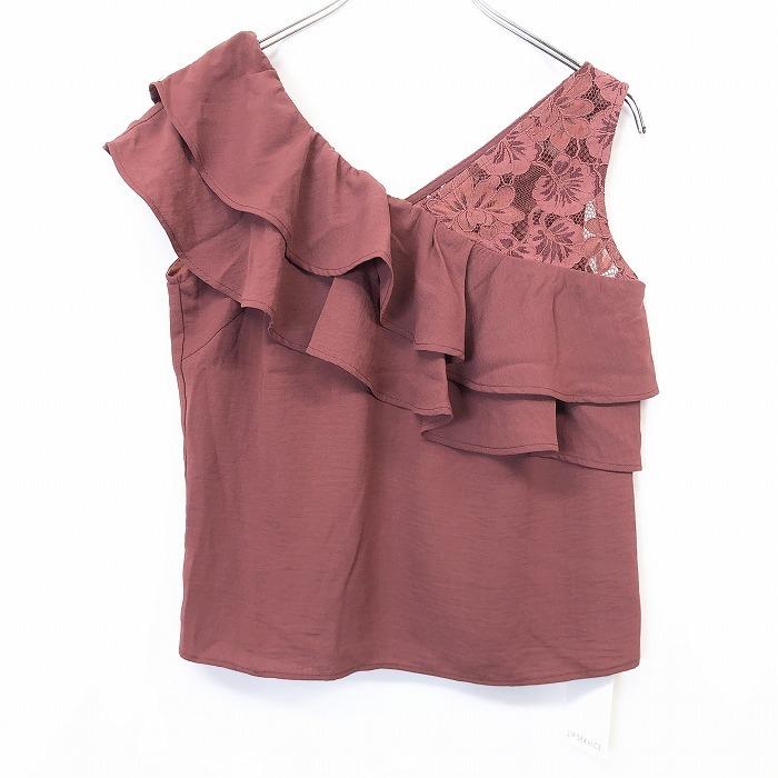 リップサービス LIP SERVICE ノースリーブトップス アシンメトリーブラウス 花柄 ポリ100% FREE ベイクドボルドー 赤茶 レディース