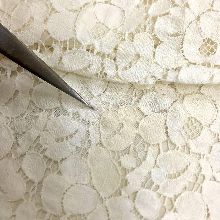 グローブ grove 薄手 花柄レーストップス プルオーバー 裏地付き フレンチスリーブ 半袖 綿×ナイロン M オフホワイト 白系 レディース | grove | 03