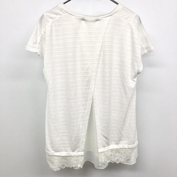 THE SHOP TK 薄手 透け感 花柄裾レース プルオーバートップス 内側がシフォンノースリーブ 半袖 ポリ×レーヨン F 白 レディース | THE SHOP TK | 01