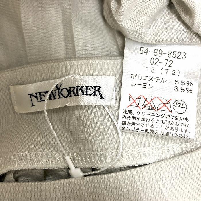NEW YORKER 若干薄手 プルオーバー スクエアネック プリーツトップス 透け感 長袖 ポリ×レーヨン 13 (72) 杢グレーグリーン レディース | NEWYORKER | 02