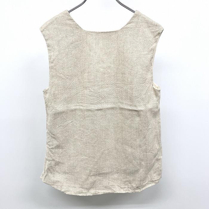 IENA イエナ - レディース プルオーバー トップス ノースリーブ Vネック 無地 サイドファスナー 日本製 リネン×シルク ベージュ系 | IENA | 01