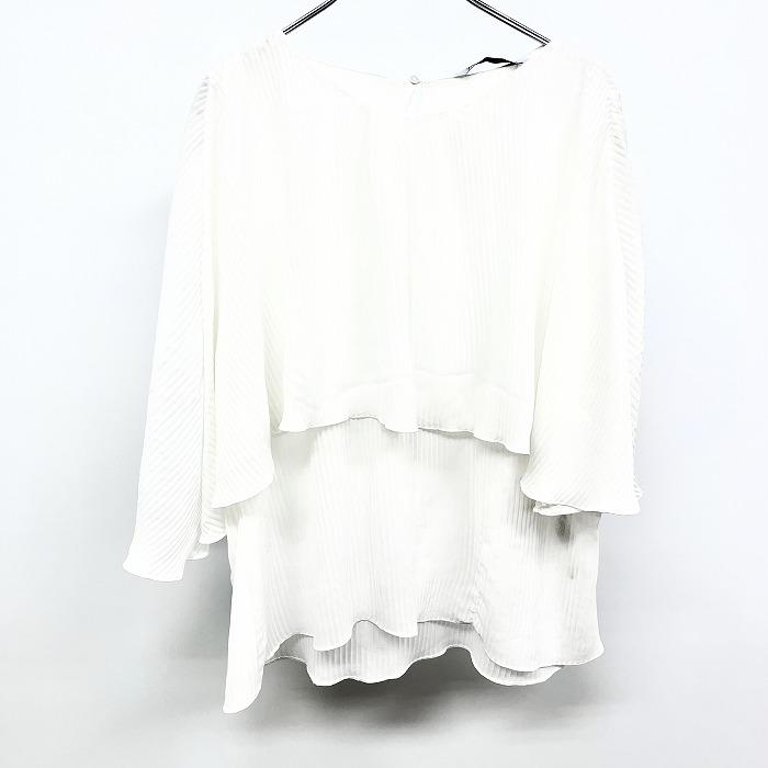 ZARA ザラ プリーツ シフォントップス ケープ×ノースリーブ 背中