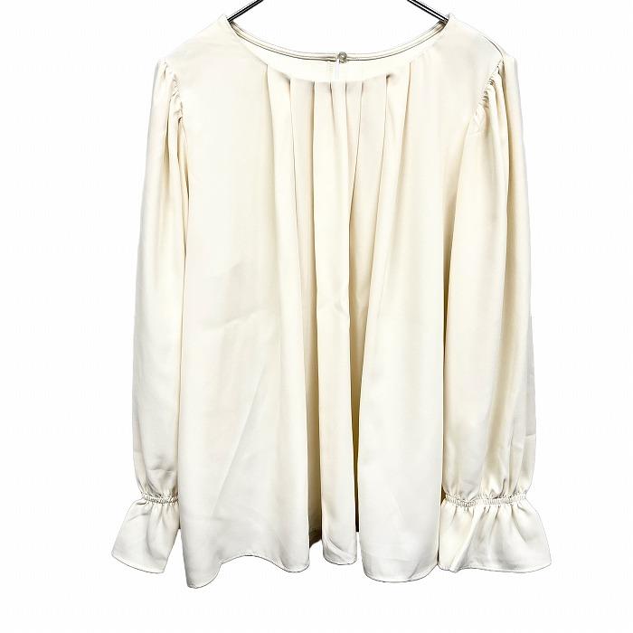 ボンサンス自由が丘 【新品】 プルオーバー シャツ チュニック 背中が別生地 長袖 無地 ポリ×レーヨンなど 44 アイボリー レディース | 