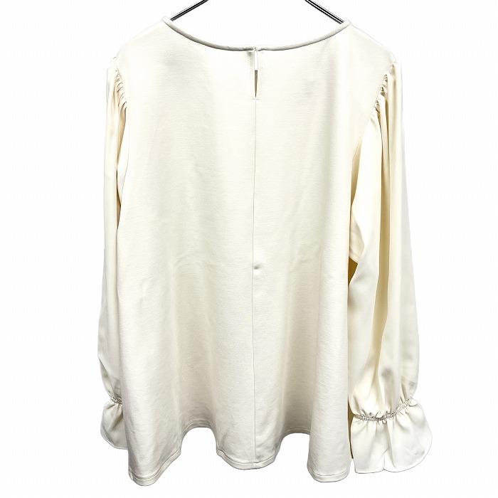 ボンサンス自由が丘 【新品】 プルオーバー シャツ チュニック 背中が別生地 長袖 無地 ポリ×レーヨンなど 44 アイボリー レディース |  | 01