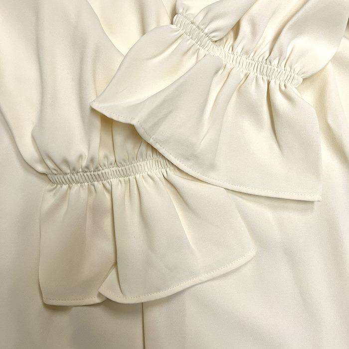 ボンサンス自由が丘 【新品】 プルオーバー シャツ チュニック 背中が別生地 長袖 無地 ポリ×レーヨンなど 44 アイボリー レディース |  | 04