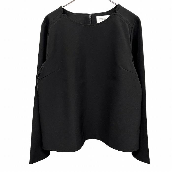 【新品/訳アリ】OPAQUE.CLIP プルオーバー トップス 背中ファスナー 無地 長袖 ポリエステル×ポリウレタン L (40) ブラック レディース | OPAQUE.CLIP