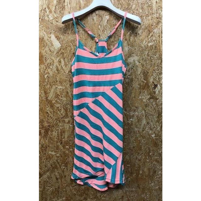 最大 オフ Volcom ボルコム M レディース カットソーワンピース 裏地無し ボーダー ノースリーブ ポリエステル レーヨン サーモンピンク グリーン Nrg2peers Com