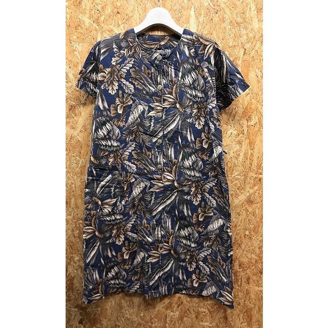 日本製 ブランド不明 M レディース トロピカル柄ワンピース 裏地無し フロントボタン ラグラン 半袖 綿100 ネイビー ブラウン系 Lw Undo Rowa ヤフー店 通販 Yahoo ショッピング