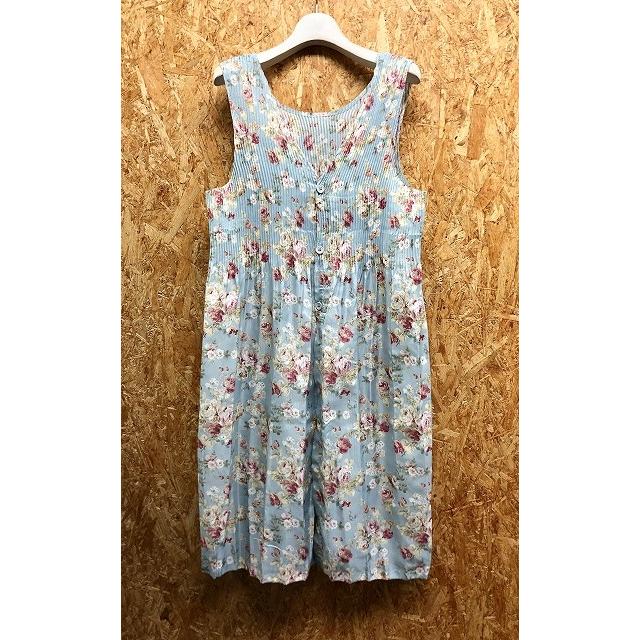 Rosa Roma レディース 薄手 花柄ワンピース ノースリーブ 裏地無し ボタン留め トップがリブ ポリエステル100 ブルー 青 Lw Undo Rowa ヤフー店 通販 Yahoo ショッピング