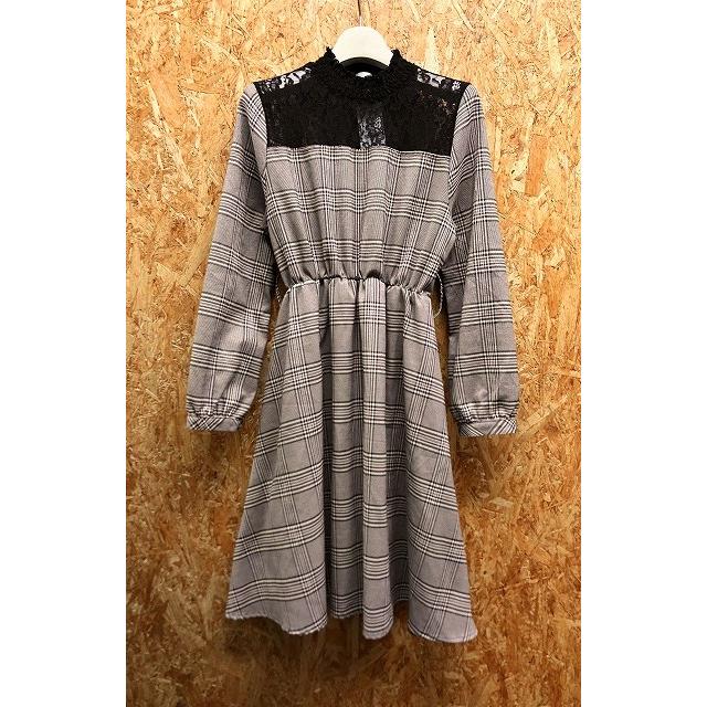 FUN ファン F レディース ボトルネックレースワンピース ひざ丈