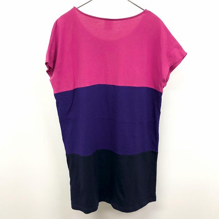 adidas NEO LABEL Tシャツチュニック ワンピース 裏地無し キモノスリーブ 綿100% L ピンク×パープル×ネイビー ×紫×紺 レディース | adidas neo | 01
